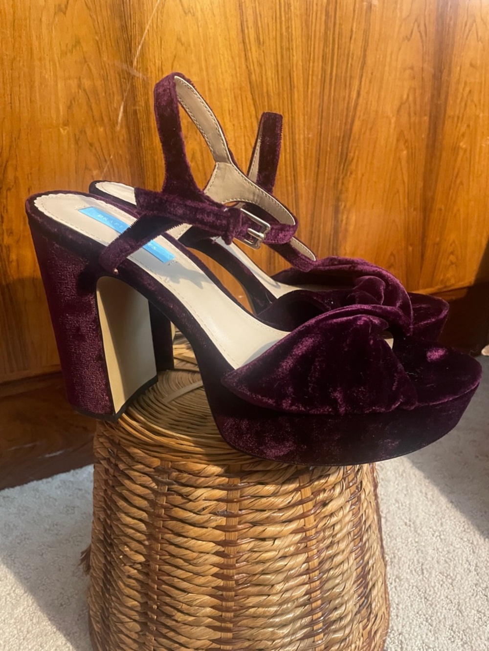 Draper James Deep Plum Velvet Knotted Platform Sandals